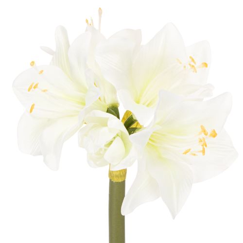 Kunstig amaryllisblomst, hvid, med stilk, advent og jul, 50 cm