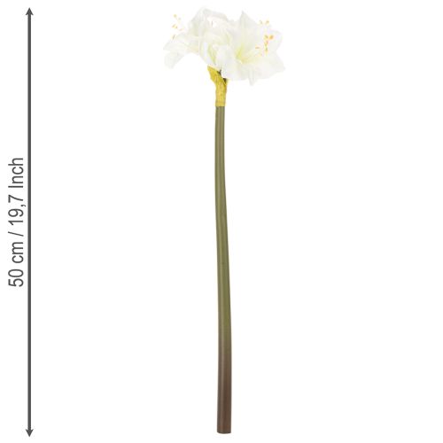 Kunstig amaryllisblomst, hvid, med stilk, advent og jul, 50 cm | Floristik24.dk
