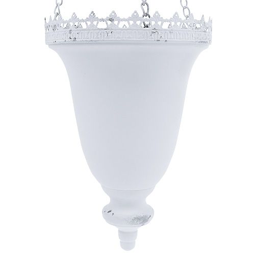 Floristik24 Metalhængende kurv hvid Ø21cm H30cm