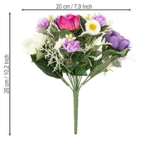 Artikel Kunstig blomsterbuket med anemoner, forårsdekoration, alsidig i et moderne design, 26 cm
