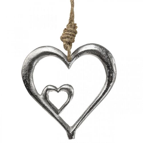 Vedhæng dekorativt hjertemetal sølv natur 10,5x11x0,5cm