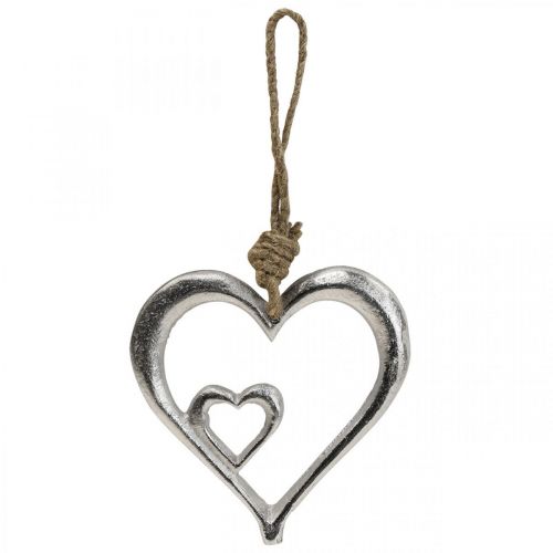 Floristik24 Vedhæng dekorativt hjertemetal sølv natur 10,5x11x0,5cm