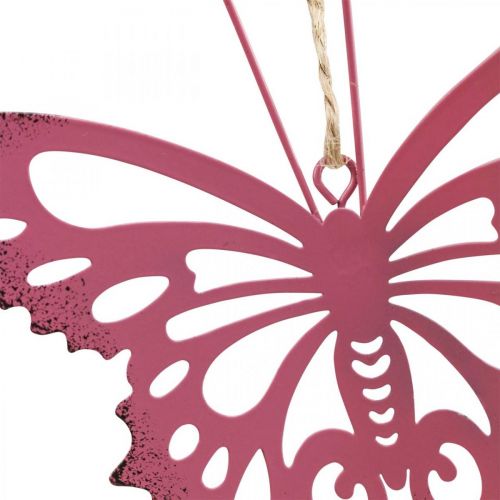 Artikel Vedhæng butterfly deco metal rose pink 8,5x9,5cm 6stk