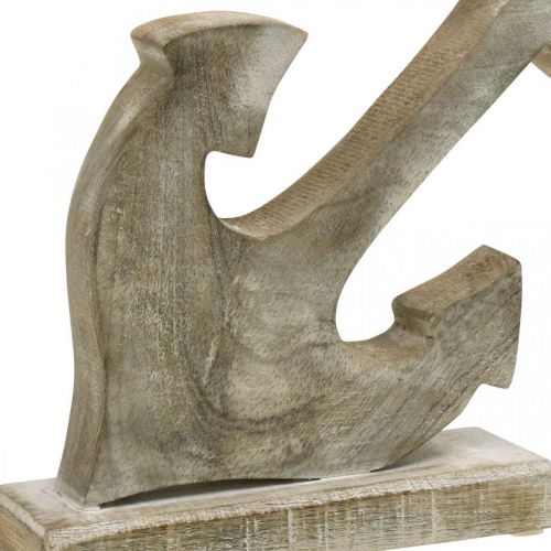 Artikel Anker lavet af træ, dekorativt anker, shabby chic, hvid, natur, 22 cm
