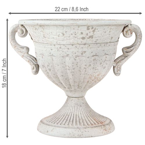 Artikel Antik trofæ med hanke metal dekoration vintage grå hvid H18cm