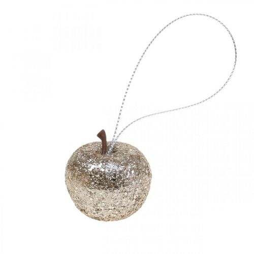 Floristik24 Dekorativ mini æble glitter champagne træ dekorationer Ø3,5cm 24 stk