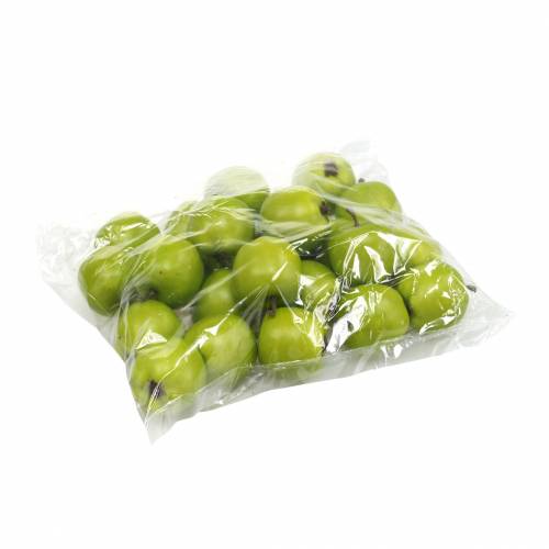 Artikel Dekorative mini æbler grønne gule kunstige H4,3cm Ø3,6cm 24 stk