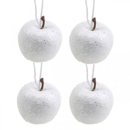 Floristik24 Deco mini æble glitter hvid juletræspynt Ø3,5cm 24 stk