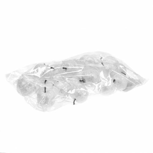 Floristik24 Deco mini æble glitter hvid juletræspynt Ø3,5cm 24 stk