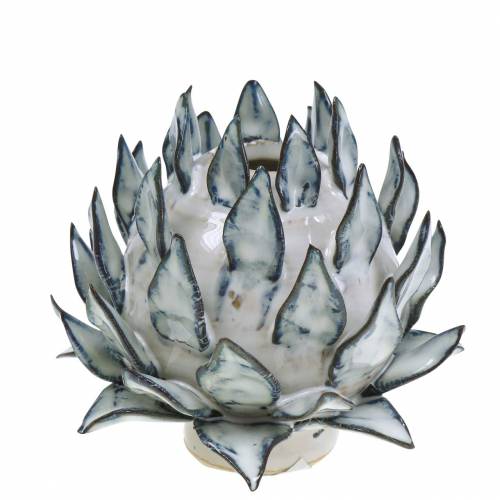 Dekorativ vase kunstchok keramisk blå, hvid Ø9,5cm H9cm