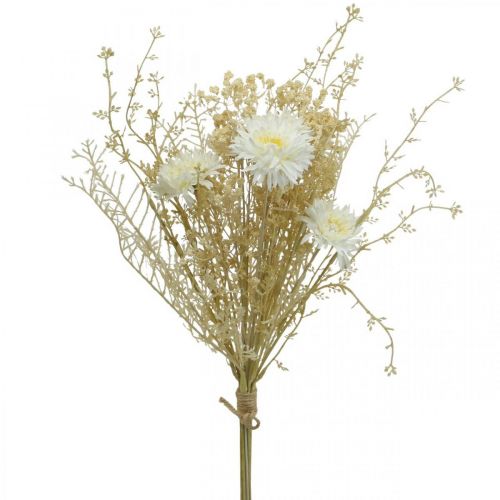 Artikel Buket kunstige asters og gypsophila beige, hvid 43cm