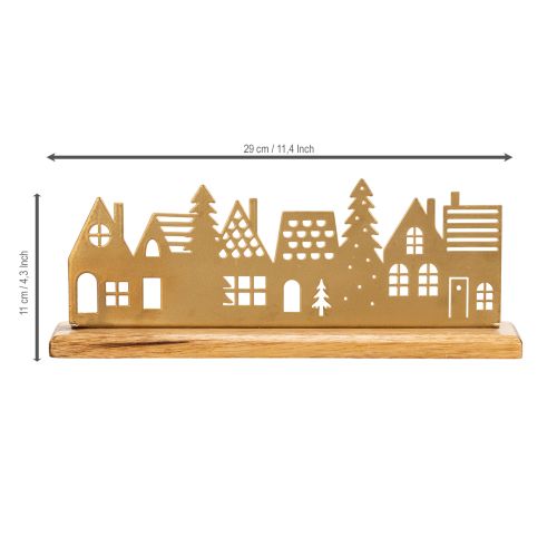 Hussilhuetdekoration advent på træbase 29 cm | Floristik24.dk