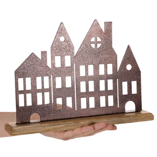 Husrækkedekoration, metal med træbase, 30 cm | Floristik24.dk