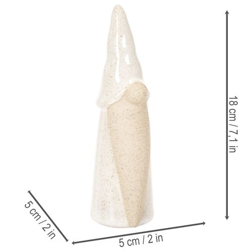 Dekorativ nissefigur, lys keramik, skandinavisk stil, 18 cm, 3 stk. | Floristik24.dk