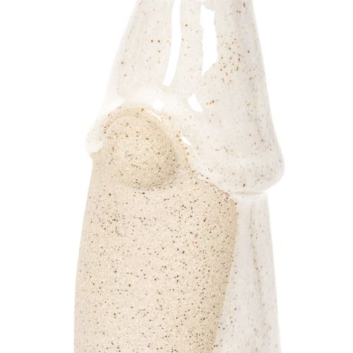 Dekorativ nissefigur, lys keramik, skandinavisk stil, 18 cm, 3 stk. | Floristik24.dk