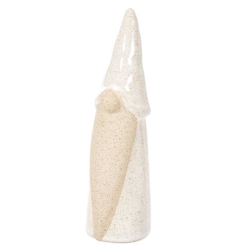 Dekorativ nissefigur, lys keramik, skandinavisk stil, 18 cm, 3 stk. | Floristik24.dk