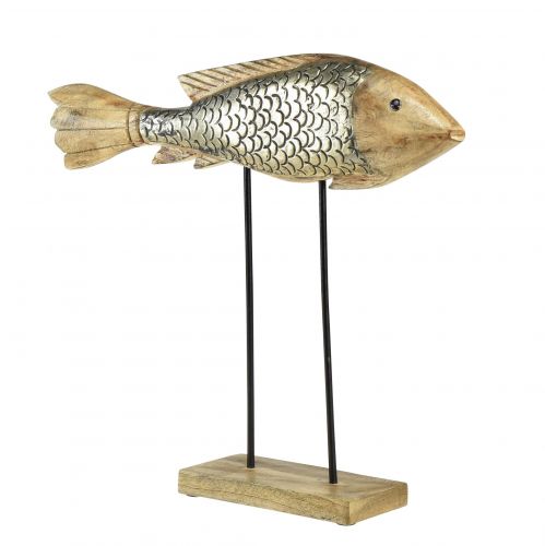 Artikel Træfisk med metaldekoration fiskedekoration 35x7x29,5cm