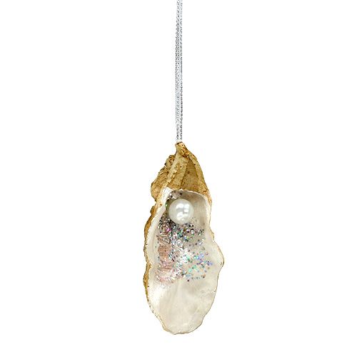 Floristik24 Østers med perle og glimmer til at hænge 10,5 cm