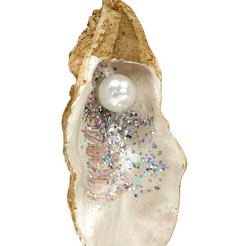 Artikel Østers med perle og glimmer til at hænge 10,5 cm