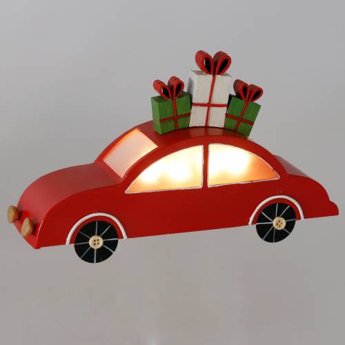 Floristik24 Julebil med LED rødt metal 25cm H14,5cm til batteri.