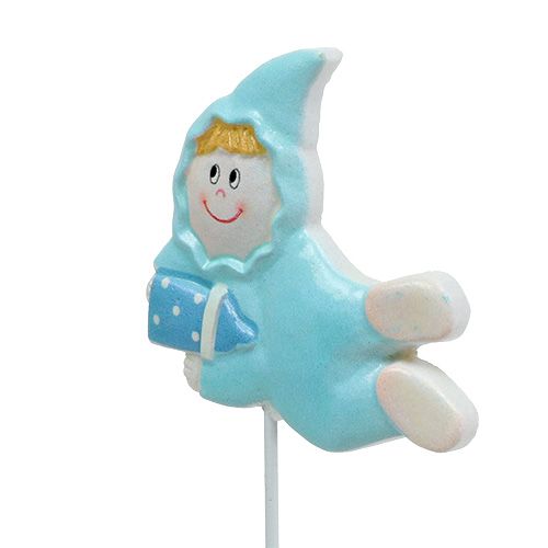Floristik24 Baby dekoration stik lyserød, blå 5cm L25cm 4stk