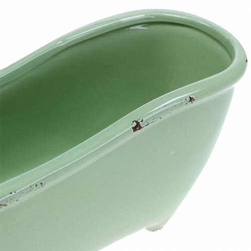 Floristik24 Dekorativt badekar keramisk grå, grønsorteret 22cm x 10cm H10cm sæt med 3 stk.