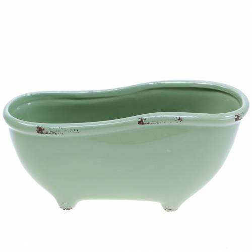 Floristik24 Dekorativt badekar keramisk grå, grønsorteret 22cm x 10cm H10cm sæt med 3 stk.