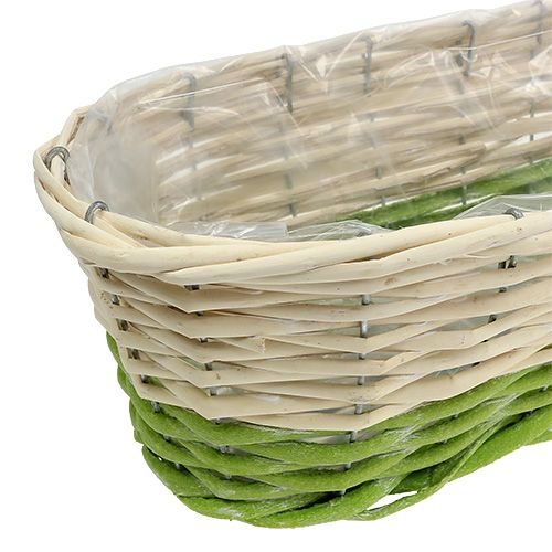 Floristik24 Altankasse oval 48x18cm H14cm creme, grøn