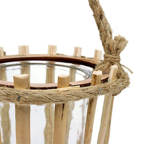 Artikel Bambuskurv med glas til ophæng Ø14cm H13cm 2stk