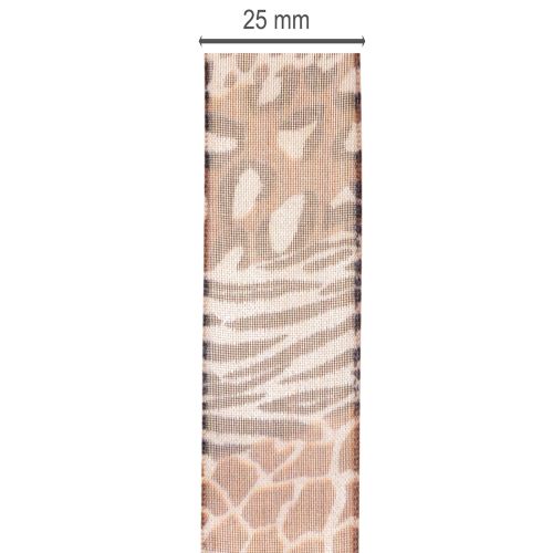 Dekorativt bånd, dyreprint, leopardmønster, gavebånd, 25 mm bredt, 20 m langt | Floristik24.dk