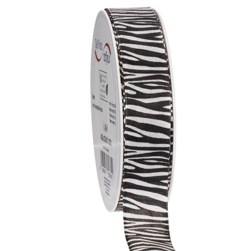 Gavebånd med zebraprint, 25 mm bredt, 20 m langt