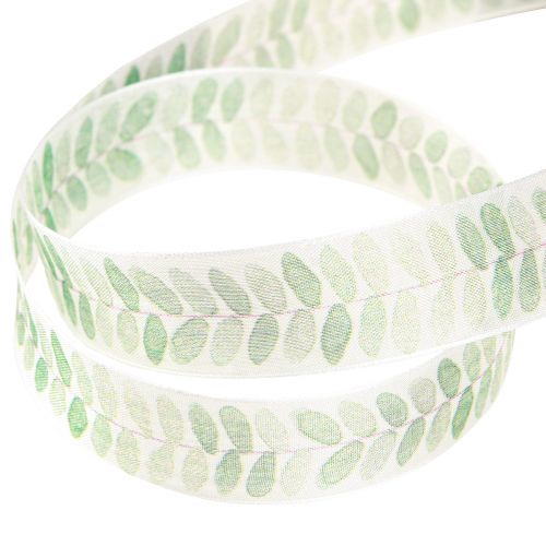 Artikel Bånd Grønne Blade Organza Bånd Dekorationsbånd 25mm 18m