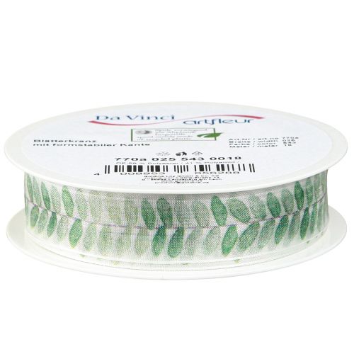 Artikel Bånd Grønne Blade Organza Bånd Dekorationsbånd 25mm 18m