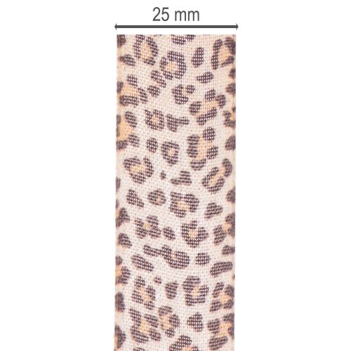 Gavebånd med dyreprintet leopard, 25 mm bredt, 18 m langt | Floristik24.dk