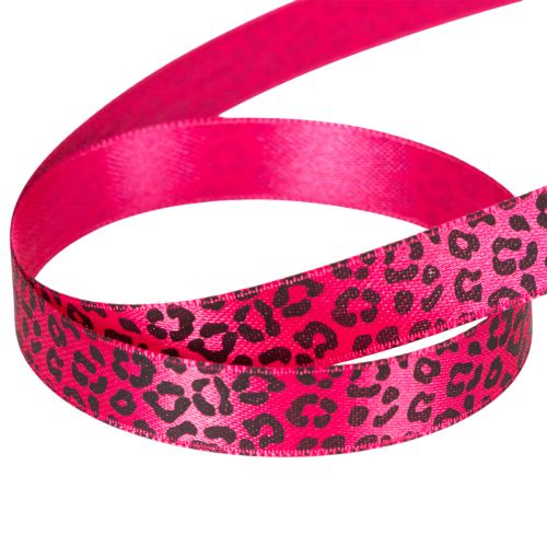 Dekorativt bånd med leopardprint, lyserødt, 15 mm x 18 m | Floristik24.dk