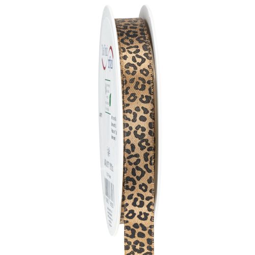 Floristik24 Bånd Leopardprint Silkebånd Brun Sort 15mm 18m