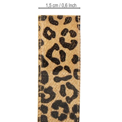 Artikel Bånd Leopardprint Silkebånd Brun Sort 15mm 18m