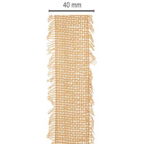 Dekorativt bomuldsbånd, rustik stil, med frynser, 40 mm, 30 m | Floristik24.dk