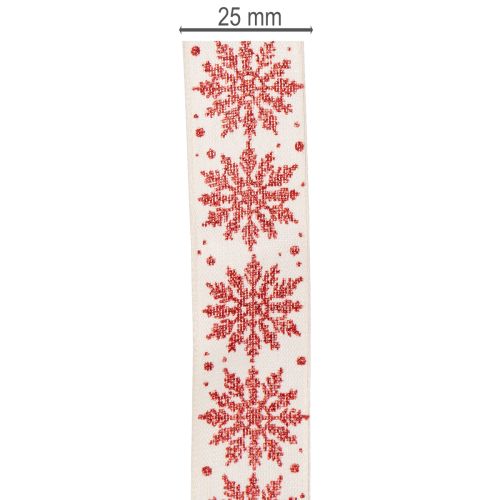 Dekorativt bånd med snefnug, gaveindpakning, vinter, 25 mm x 20 m | Floristik24.dk
