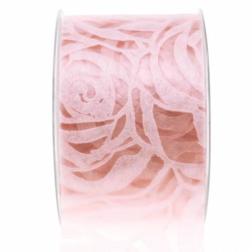 Floristik24 Deco bånd roser bred pink 63mm 20m