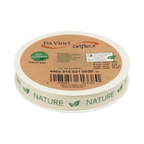 Artikel Gavebånd deco bånd bomuld creme natur 15mm 20m