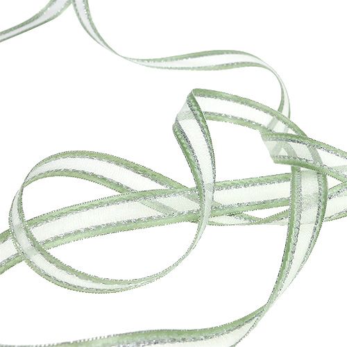 Artikel Gavebånd mintgrøn med sølv 15mm 20m