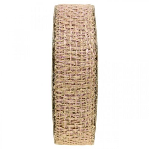 Floristik24 Dekorationsbånd jute pink, natur 25mm jute bånd landsted dekoration 10m