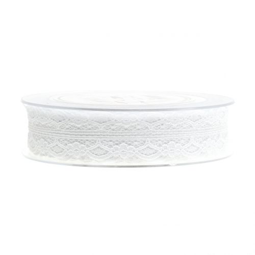 Floristik24 Blondebånd med scalloped kant hvid 25mm 20m