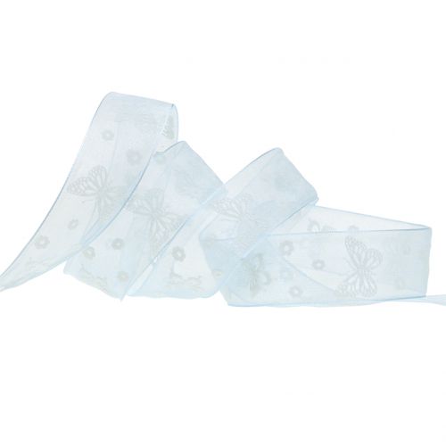Floristik24 Organza bånd sommerfugl blå 25mm 20m