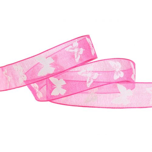 Artikel Organza bånd sommerfugl pink 15mm 20m