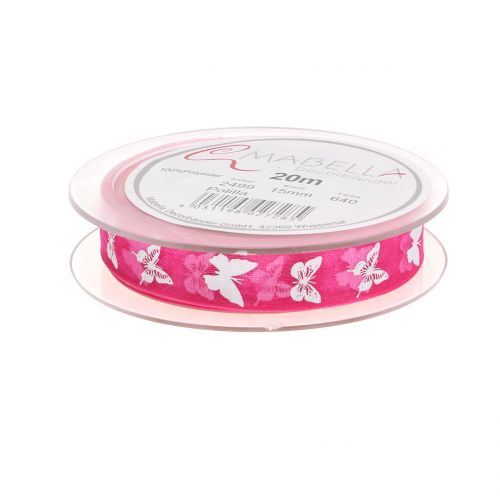 Floristik24 Organza bånd sommerfugl pink 15mm 20m