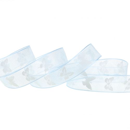 Floristik24 Organza bånd sommerfuglblå 15mm 20m