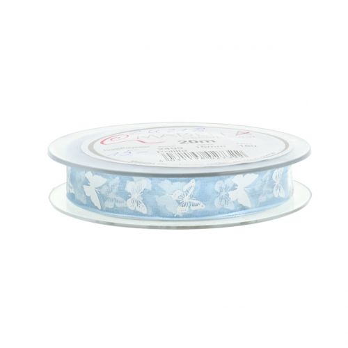 Floristik24 Organza bånd sommerfuglblå 15mm 20m