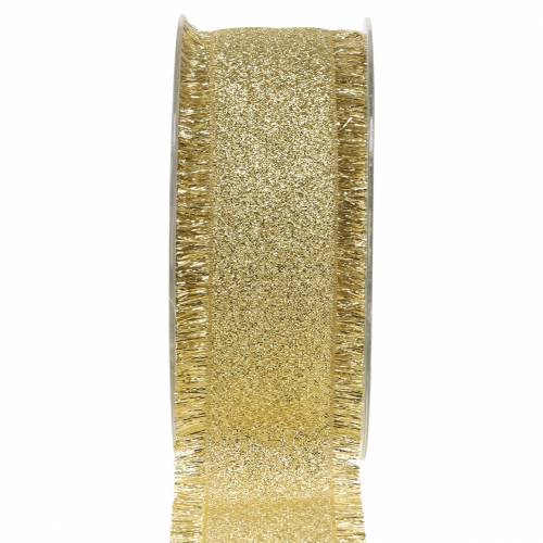 Floristik24 Dekorationsbånd guld med frynser 40mm 15m